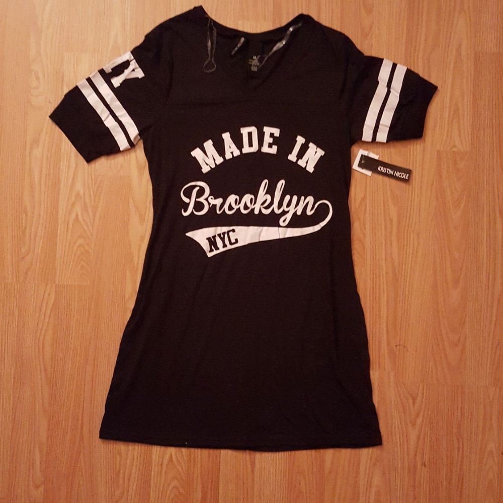 Made in Brooklyn NYC black football styled v-neck